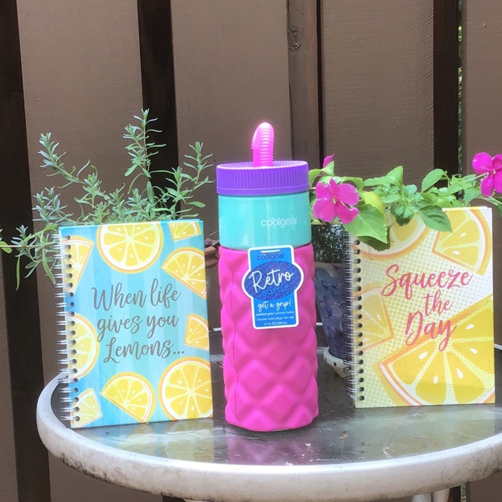NEW Fun Bundle! CoolGear Retro Hydration Bottle & 2 Notebooks!